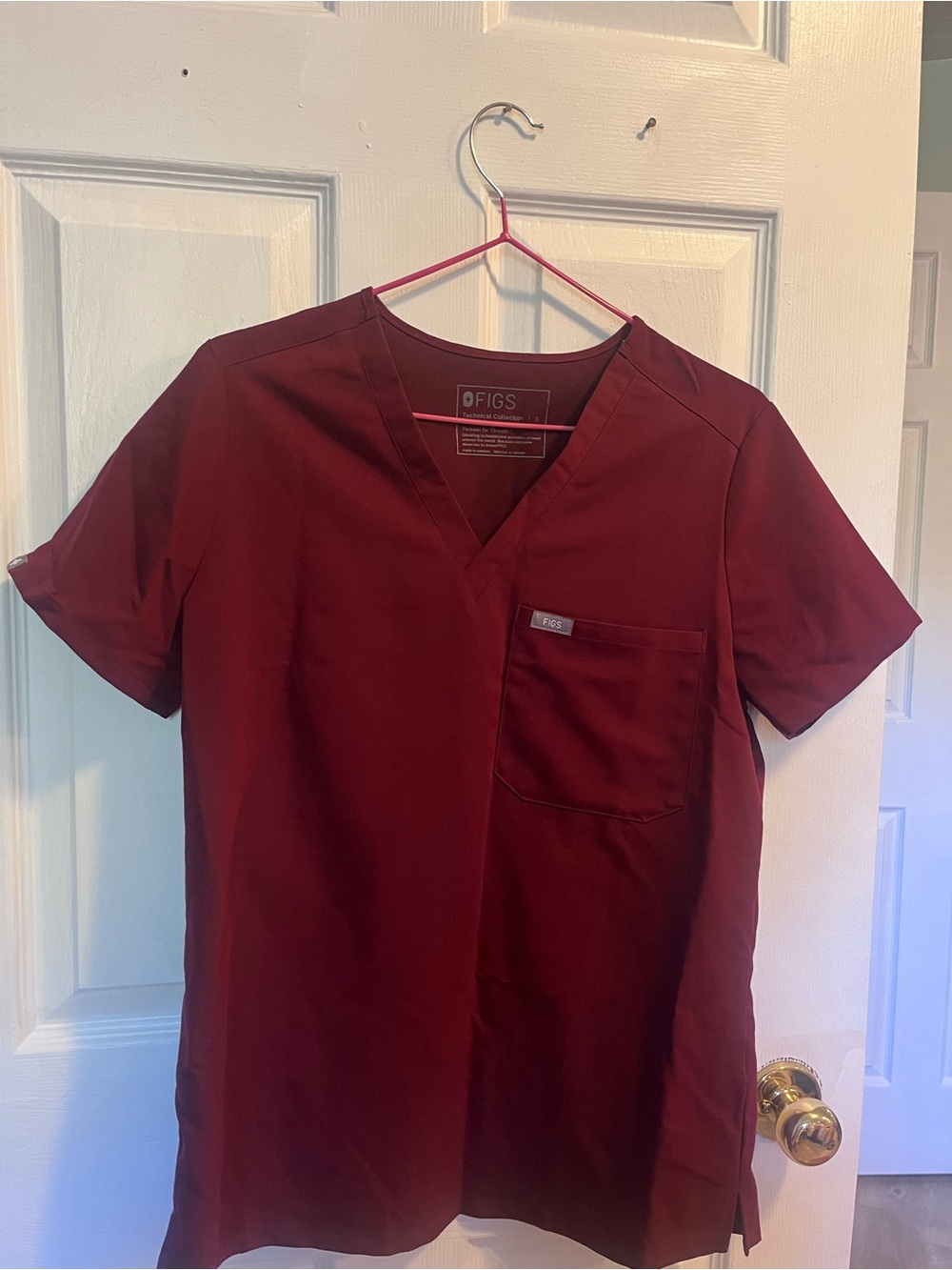 FIGS V-Neck Scrub Top in Burgundy